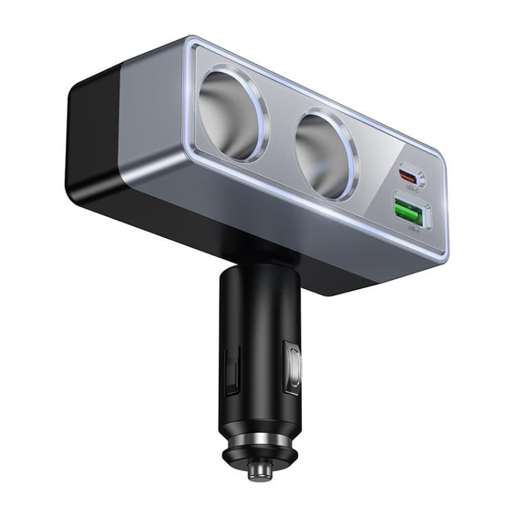 Încărcător auto Hoco cu splitter 1xUSB A + 1xUSB C + 2 porturi brichetă QC3.0 PD max 240W/24V Z65B, negru