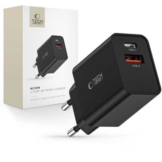 Incarcator rețea Tech-Prptect, 30W , Negru