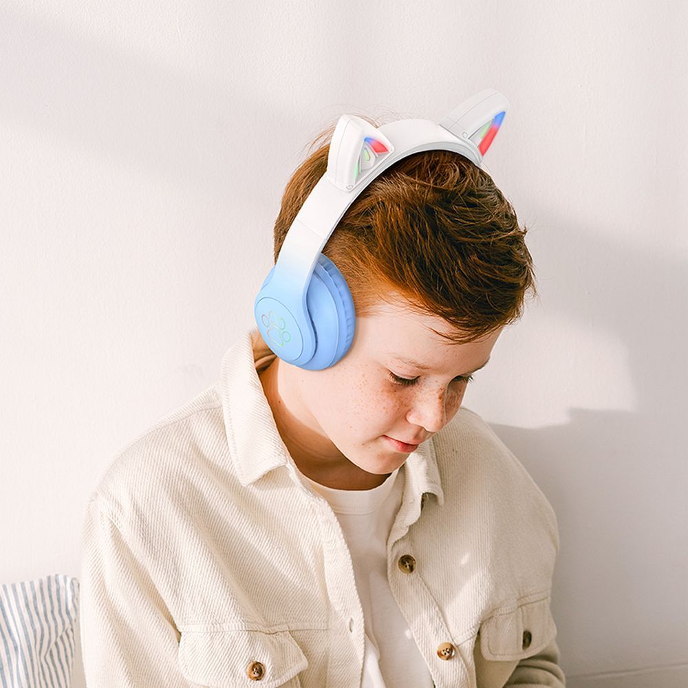 Căști pentru copii bluetooth wireless, Hoco W42, Cat Ears, albastre