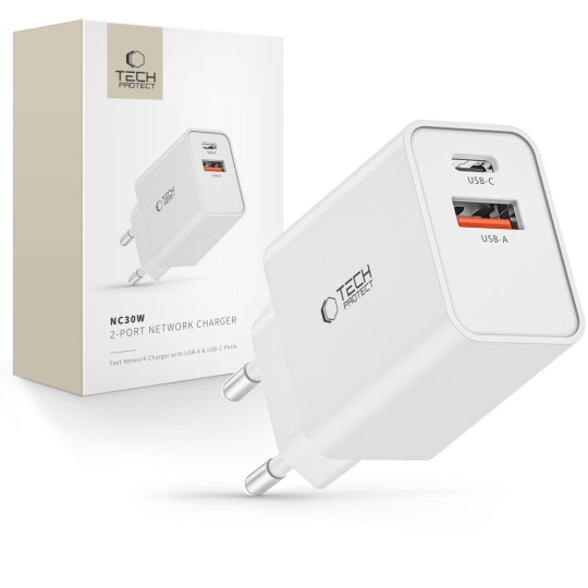 Încărcător rețea Tech-Protect 30W, Alb