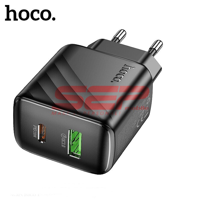 Incarcator retea Fast Charge USB-A + USB-C 20W Hoco. CS25A