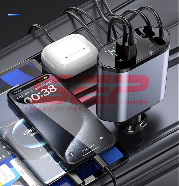 Incarcator auto Smart 4 in 1 USB-A + USB-C 66W
