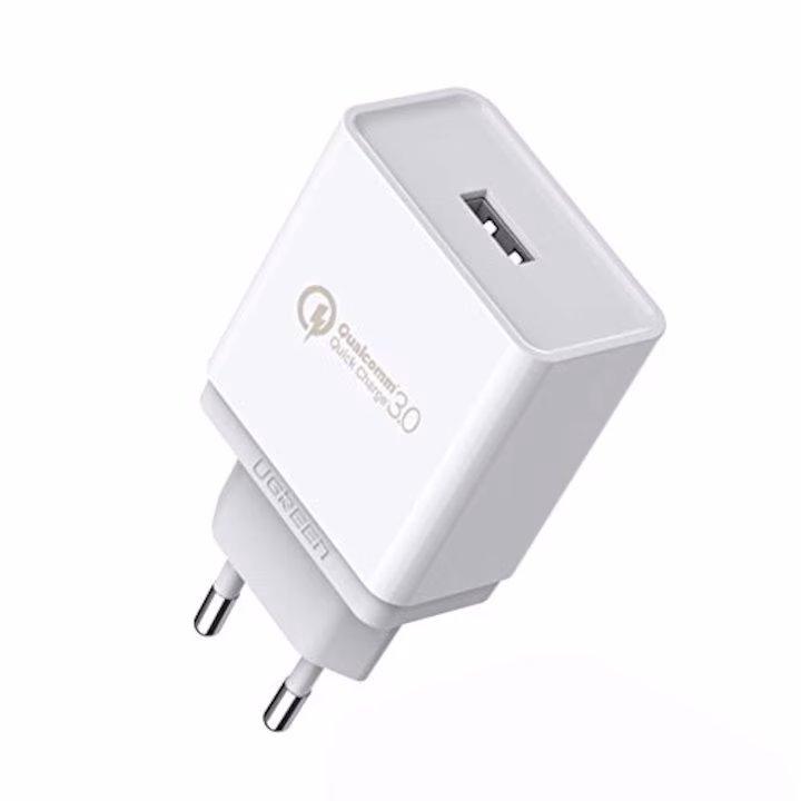 Încarcător rețea Ugreen USB, Quick Charge 3.0, alb