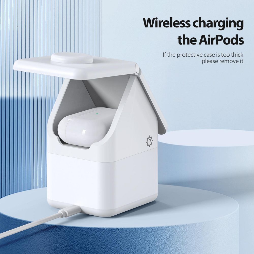 Încărcător wireless DUZZONA 4 în 1, 15W, alb