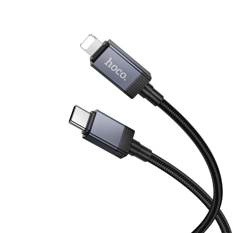 Cablu date și încărcare USB-C la Lightning cu display, PD 2,4A, 27W, 1m, Hoco X118, negru