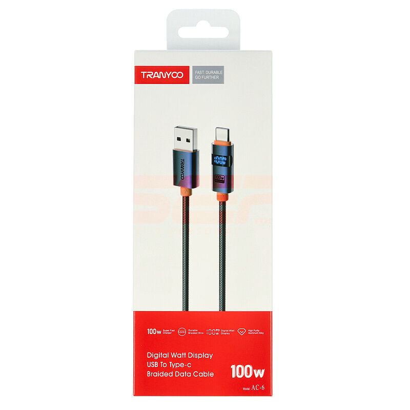 Cablu date Digital Display USB - Type-C 100W Fast Charge TRANYOO AC-6