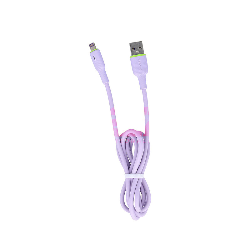 Cablu date soft silicone USB - Lightning TRANYOO Fast Charge T-X22 Purple