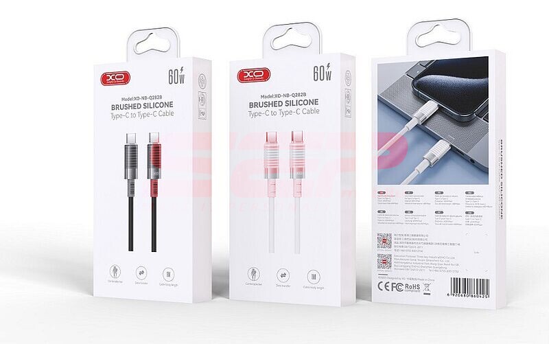 Cablu date soft silicone Type-C - Type-C 60W XO NB-Q282B WHITE