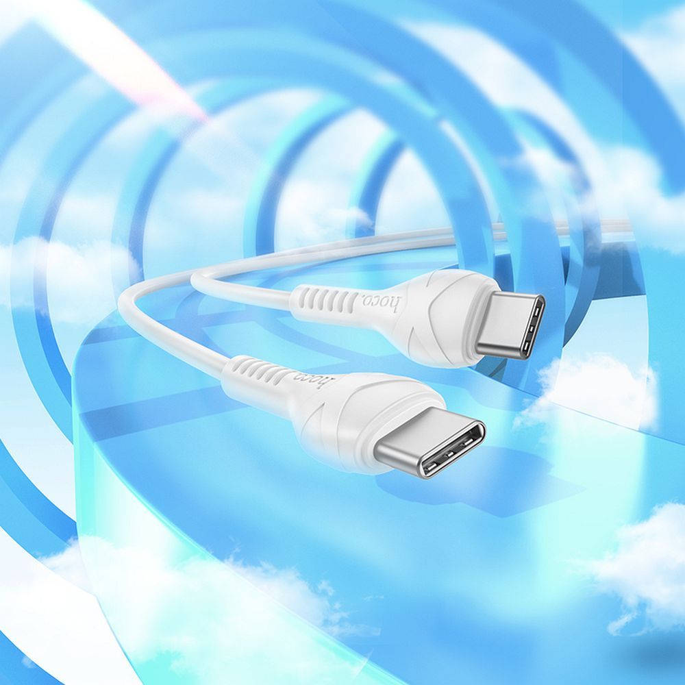 Cablu date și încărcare USB-C la USB-C, PD 60W, 1m, Hoco X37, alb