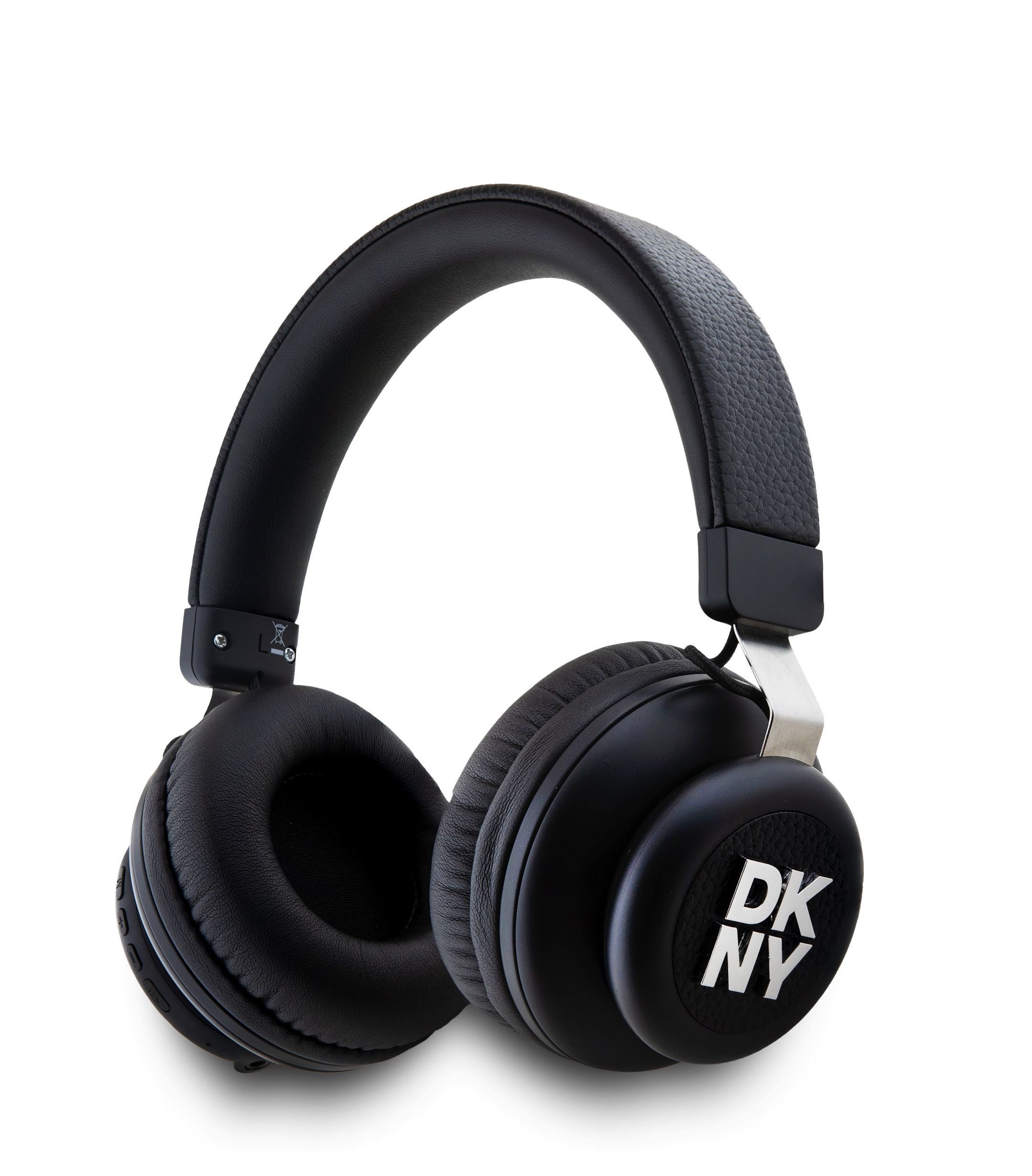 Căști wireless DKNY din piele PU cu logo Stack, negre