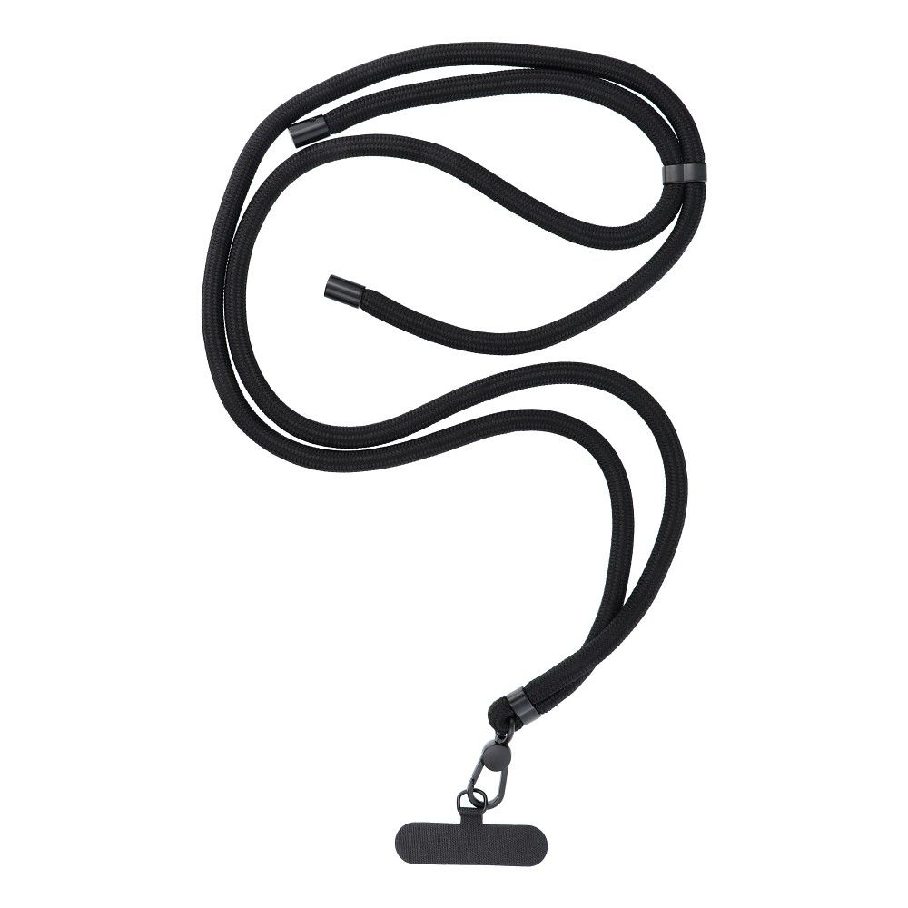 Șnur telefon SWING (8mm), pandantiv cu lungime reglabilă / lungime cablu 165cm (max 82,5cm în buclă) / pe umăr sau gât – negru