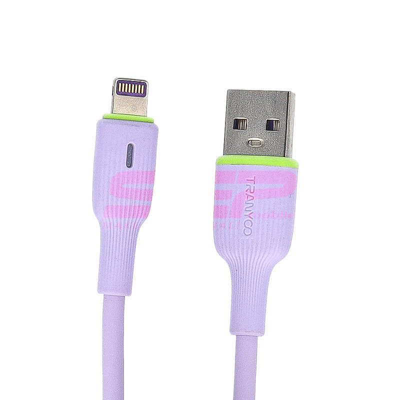 Cablu date soft silicone USB - Lightning TRANYOO Fast Charge T-X22 Purple