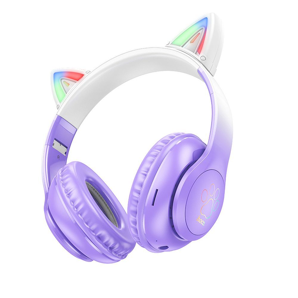 Căști pentru copii bluetooth wireless hoco. W42 Cat Ear violet