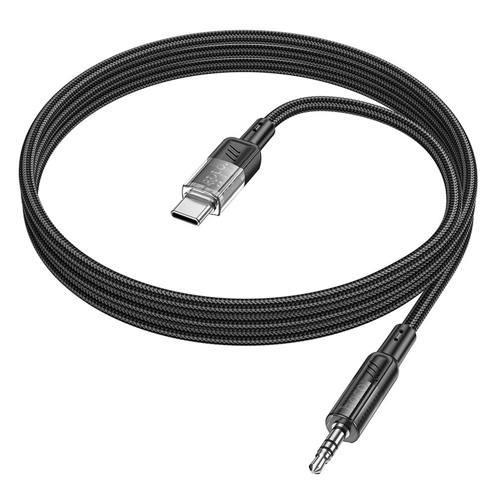 Cablu AUX Jack 3.5mm la USB-C, 1.2m, Hoco UPA27, negru