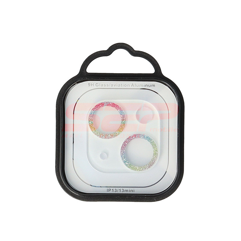 Protectie sticla camera foto Glitter Apple iPhone 13 RAINBOW