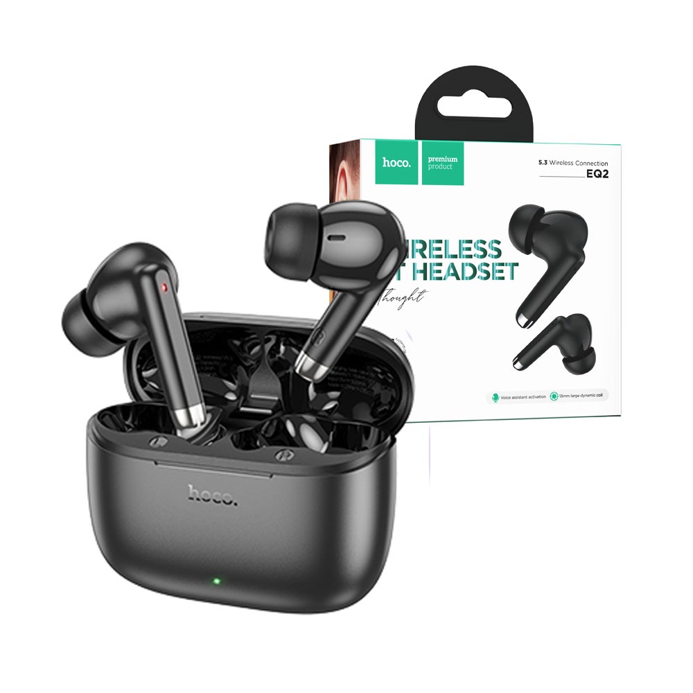 Căști wireless TWS, Hoco EQ2, negre