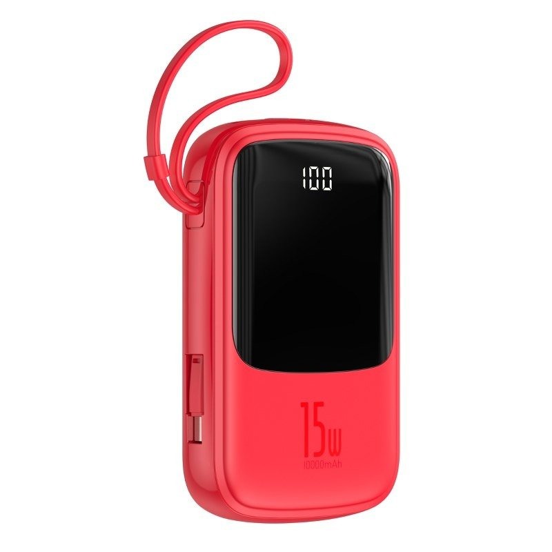 Powerbank cu cablu Lightning Baseus, 10.000 mAh, rosu