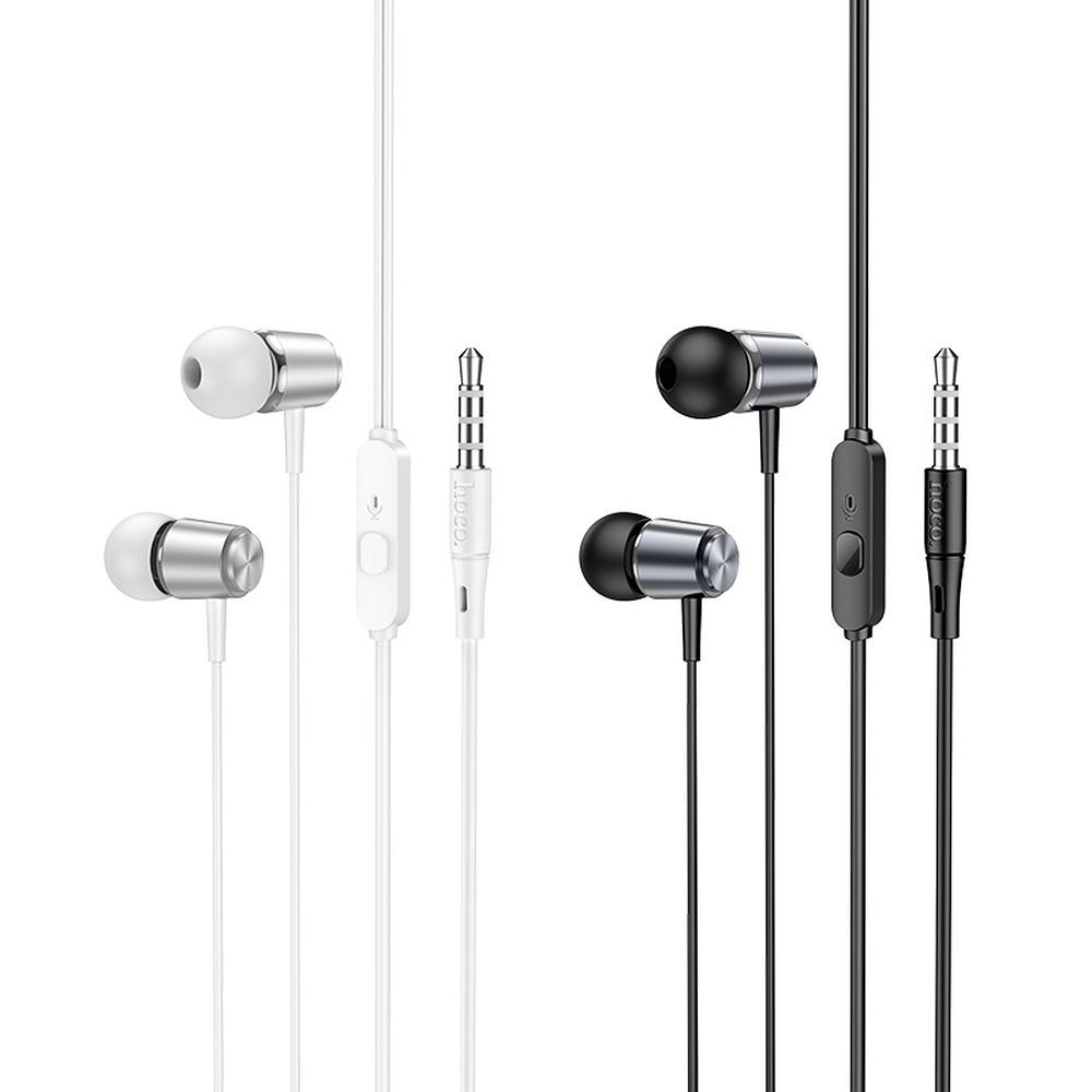 Căști cu fir hoco. cu jack 3,5 mm și microfon, M108, argintii