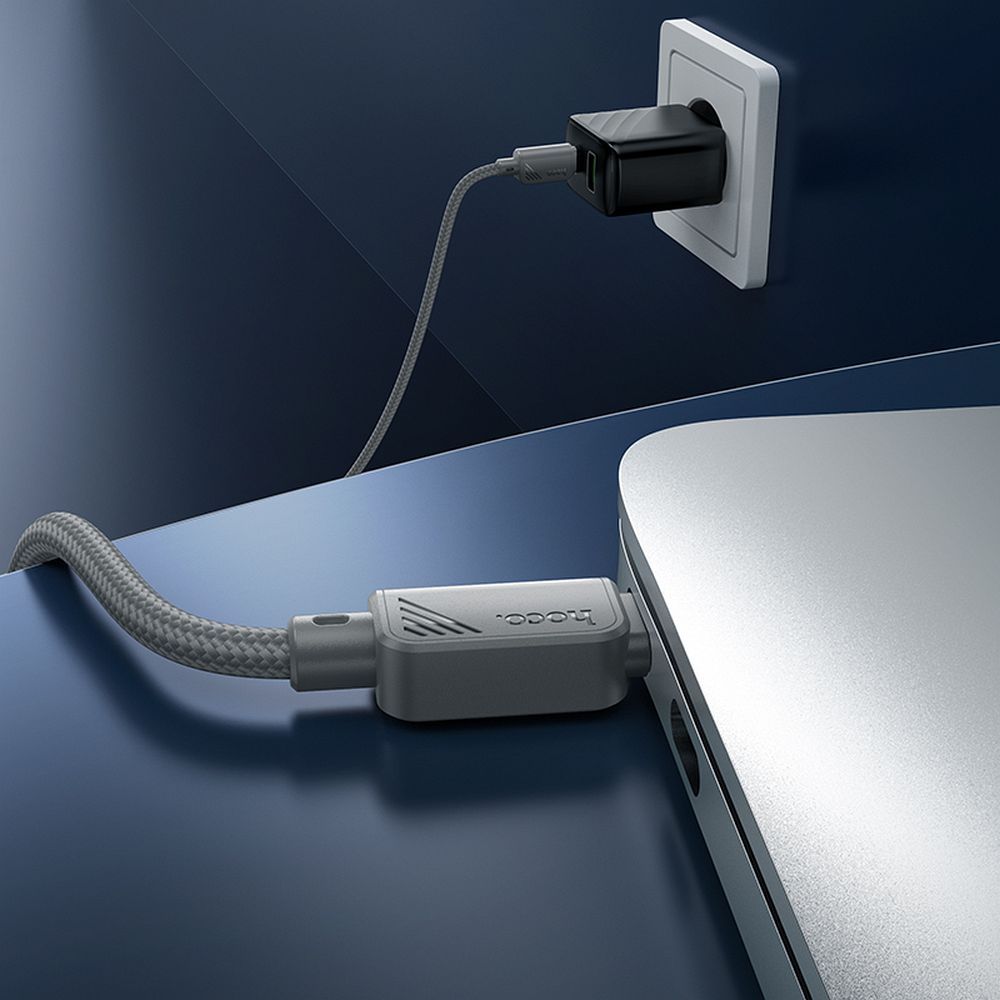 Cablu date și încărcare USB-C la USB-C, 3A, 60W, 1m, Hoco X113, gri