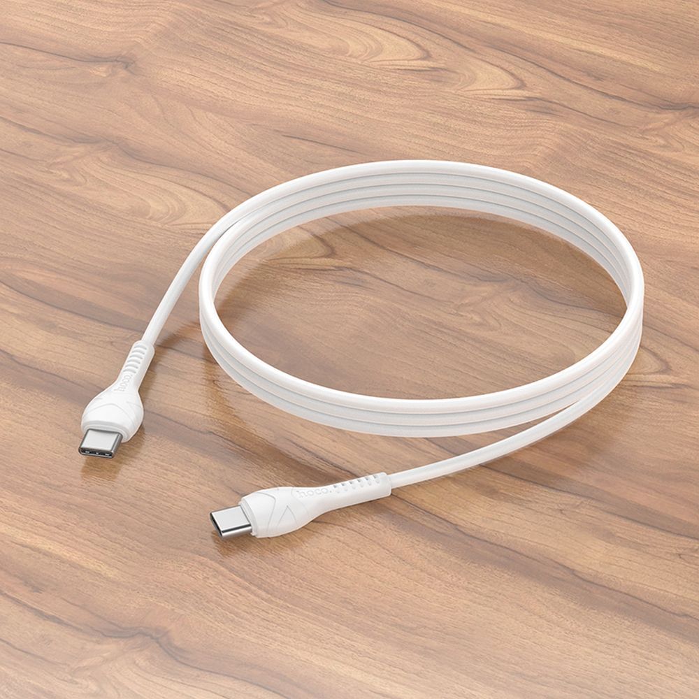 Cablu date și încărcare USB-C la USB-C, PD 60W, 1m, Hoco X37, alb