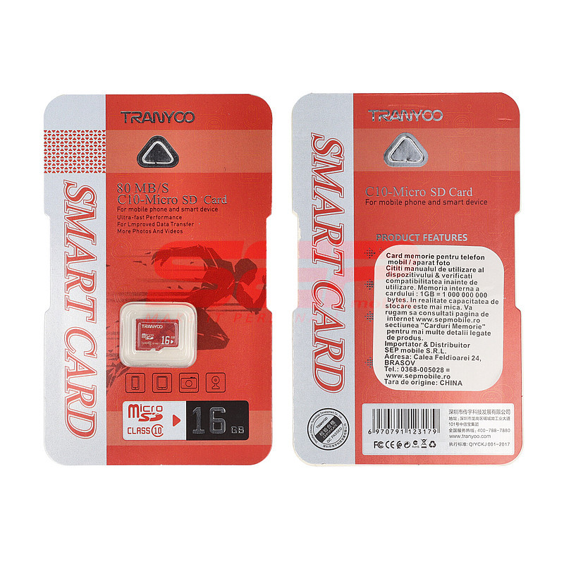 Card memorie micro-SD 16GB C10 TRANYOO
