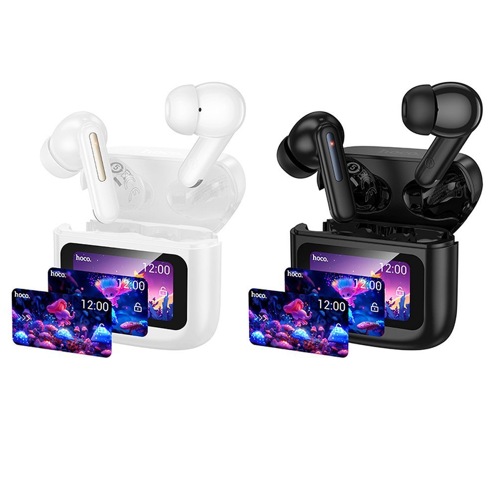 Căști wireless hoco. bluetooth cu ecran tactil TWS EQ14 negre