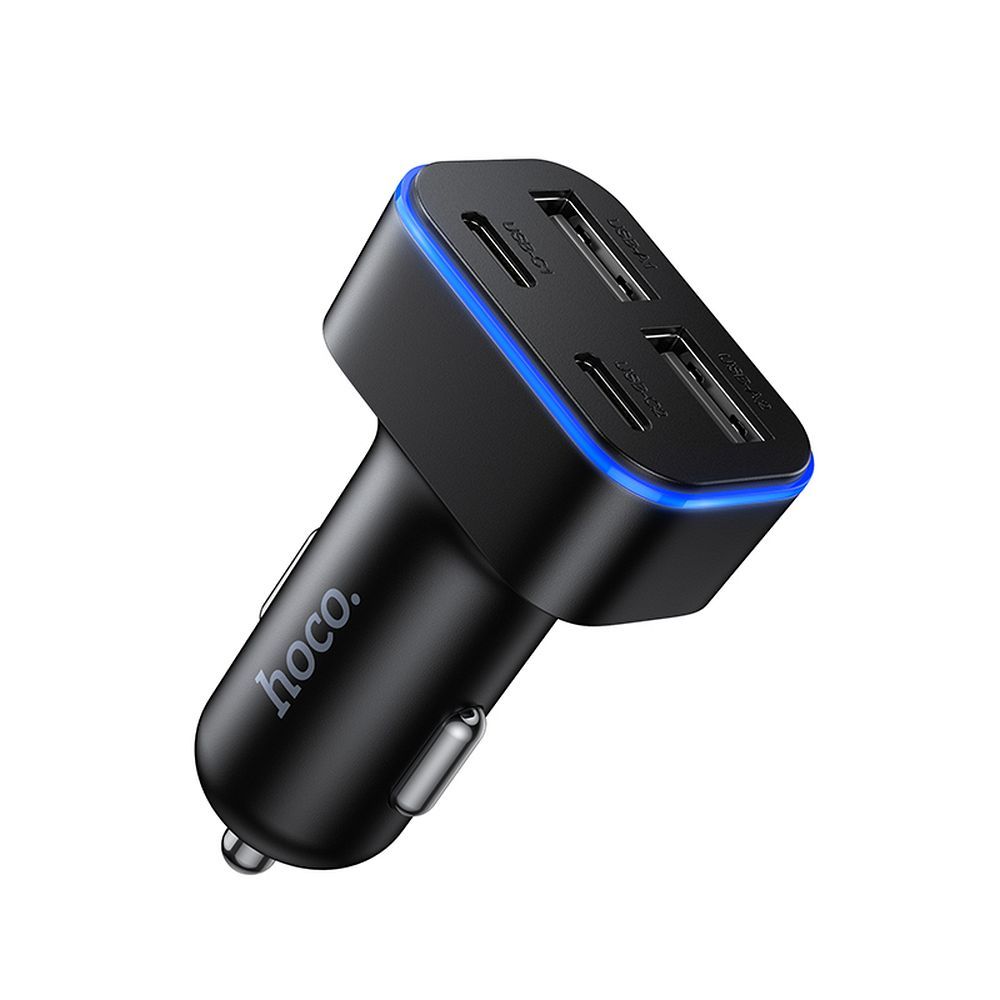 Încărcător auto 2xUSB A + 2xUSB C PD QC3.0, 42W, Hoco Z63, negru