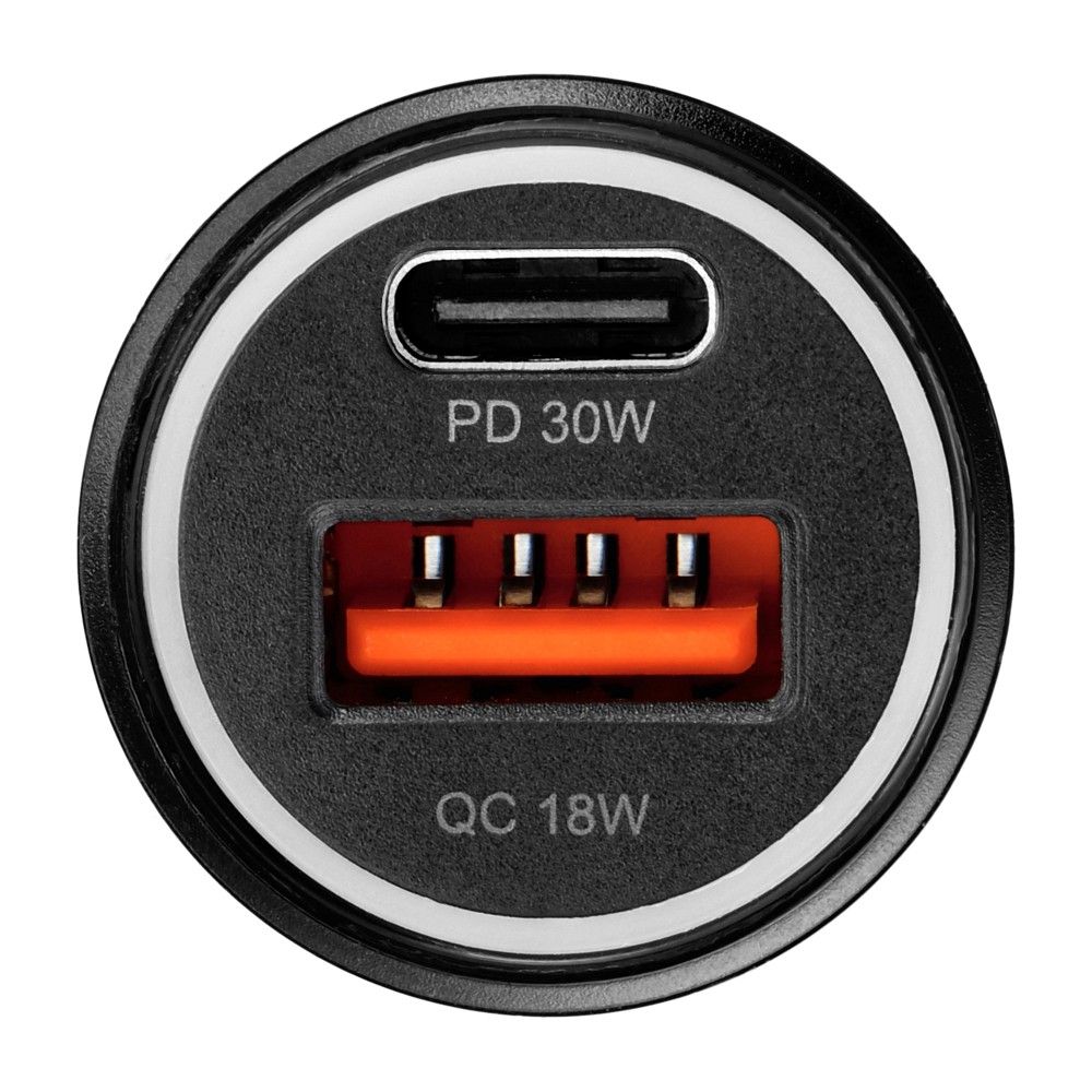 Încărcător auto Blue Star USB C + USB A QC3.0 PD AFC PPS 3A 30W + cablu USB C la USB C, negru