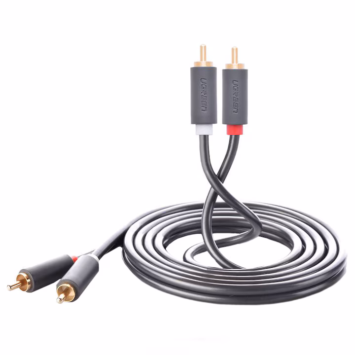 Cablu audio stereo, Ugreen AV104, 2x RCA tată la 2x RCA tată, 3 metri, gri