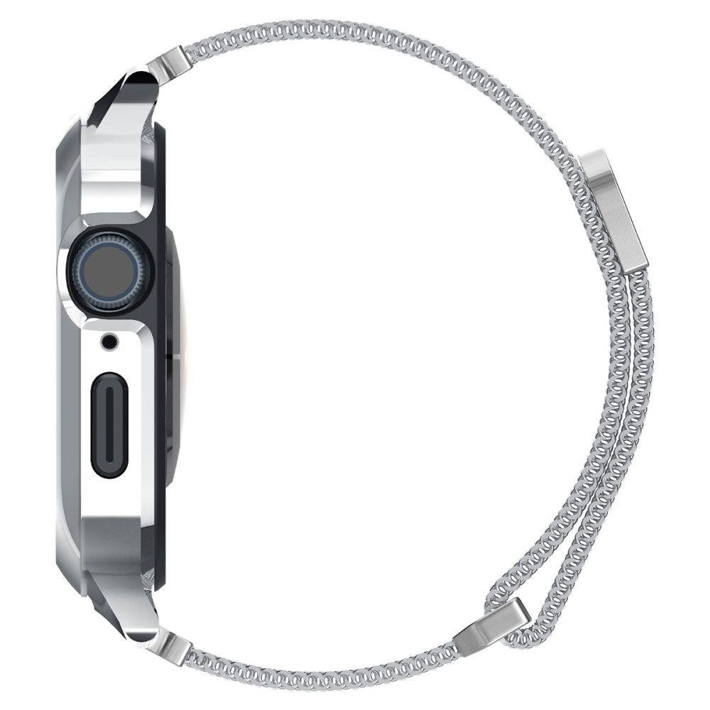 Husă și curea metalică Spigen Apple Watch 44mm / 45mm, argintie