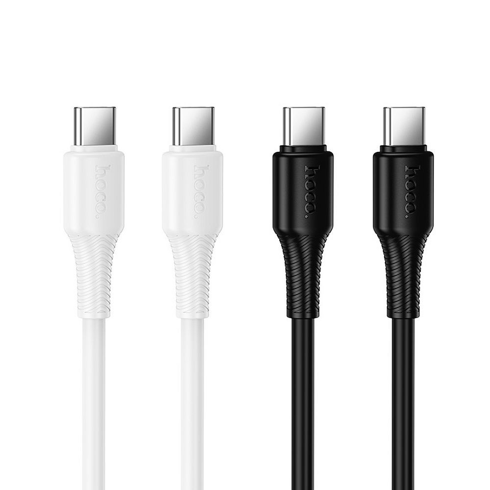 Cablu date și încărcare hoco. USB-C la USB-C, 3A, 60W, 1m, X120, alb