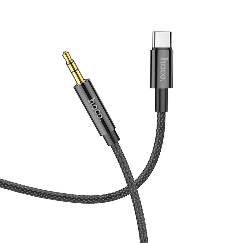 Cablu AUX Jack 3.5 mm la USB-C, 1m, Hoco UPA19, negru