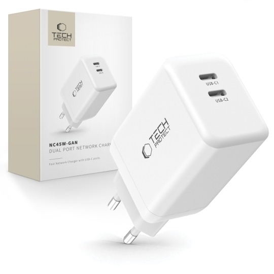 Incarcator retea Tech-Protect, 45w, alb