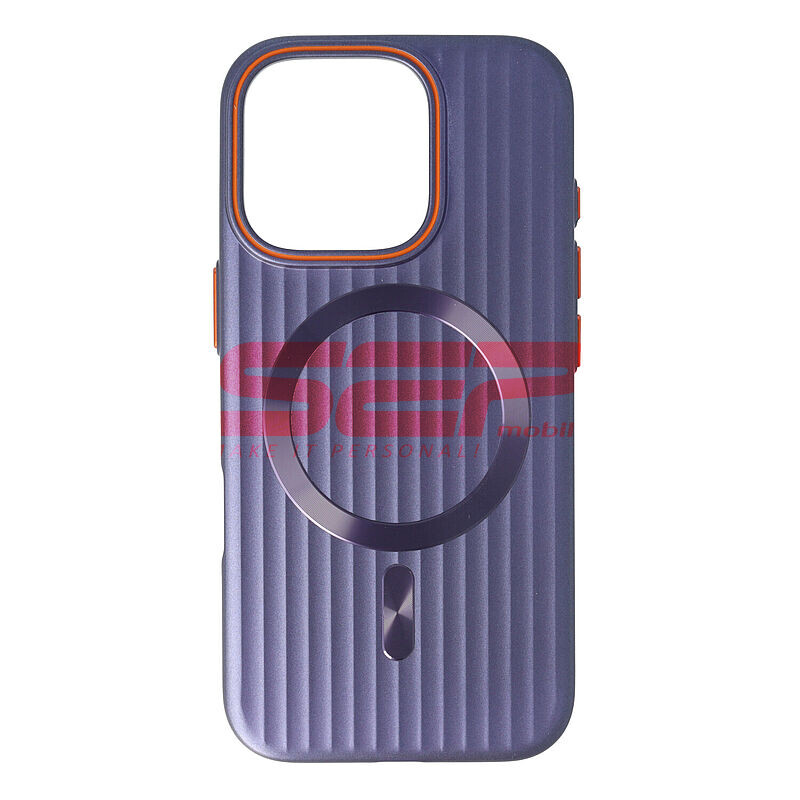 Toc PC Metallic Lines Magsafe Apple iPhone 16 Pro Purple
