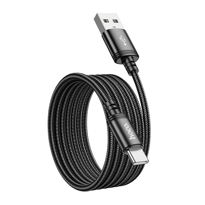 Cablu date și încărcare USB-A la USB-C, 3A, 2m, Hoco X89, negru