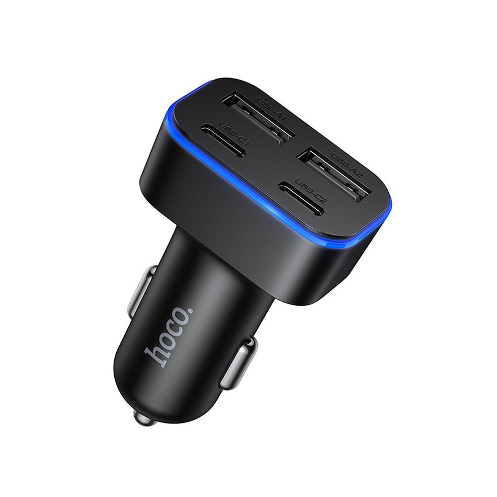 Încărcător auto 2xUSB A + 2xUSB C PD QC3.0, 42W, Hoco Z63, negru
