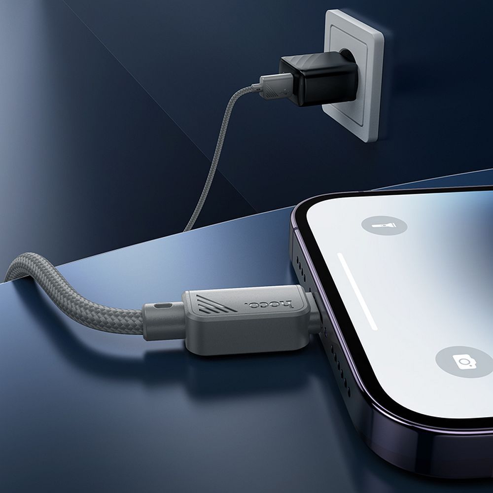Cablu date și încărcare USB-A la Lightning, 2.4A, 1m, Hoco X113, gri