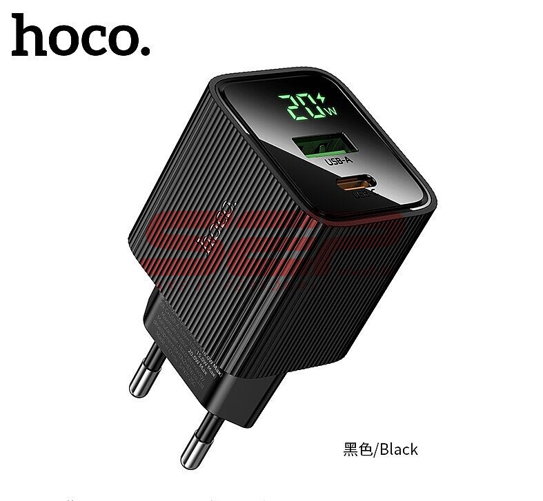 Incarcator retea Fast Charge USB-A + USB-C 20W cu display digital Hoco CS83A
