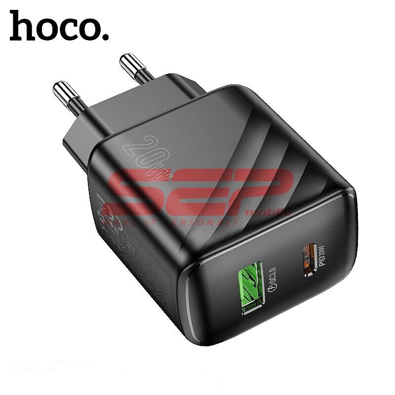 Incarcator retea Fast Charge USB-A + USB-C 20W Hoco. CS25A