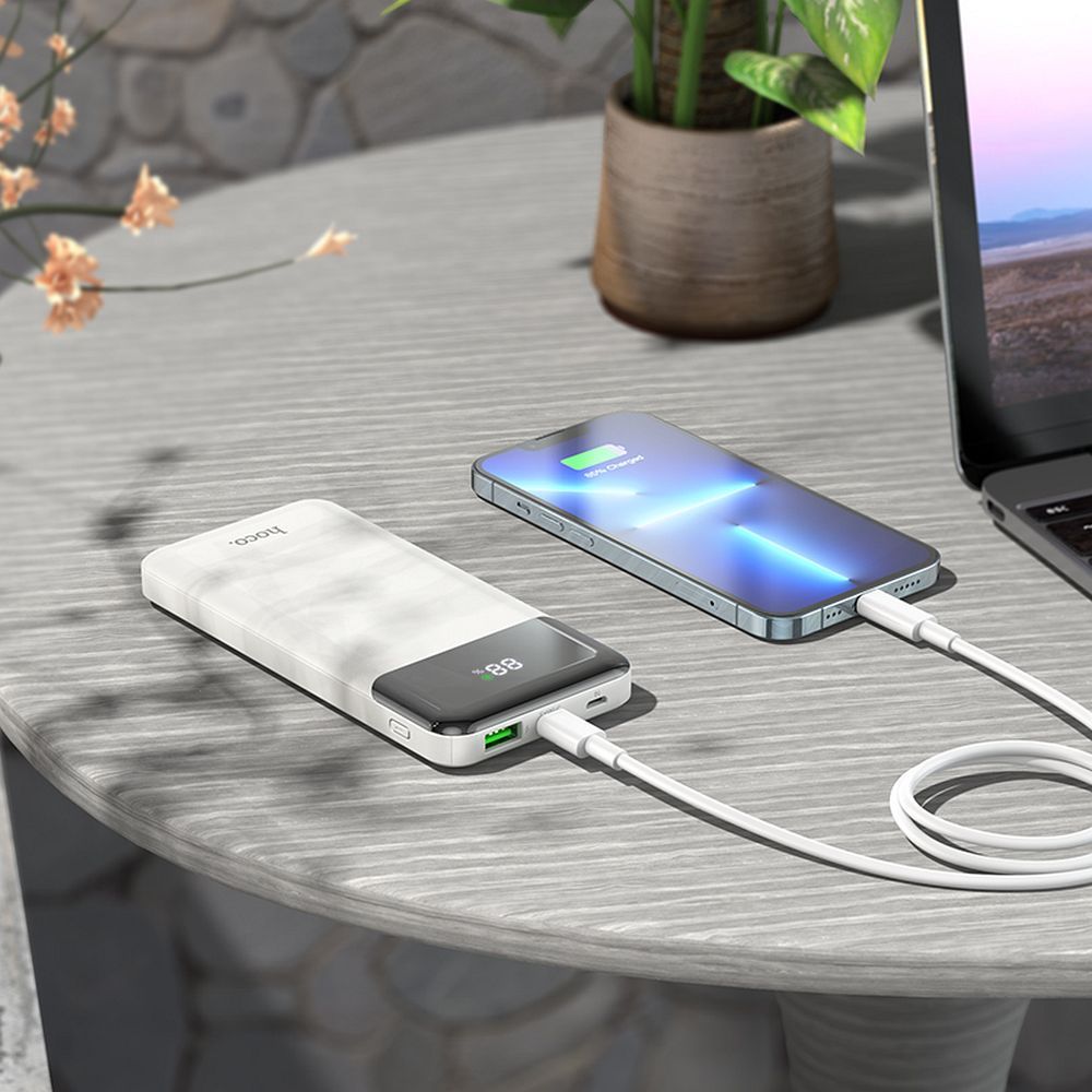 Power Bank hoco. 10.000 mAh, PD QC3.0 3A 20W, alb
