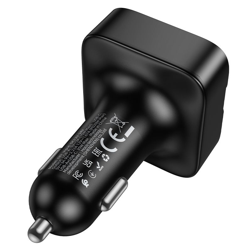 Transmițător auto bluetooth hoco. USB A + USB C QC PD 35W, E87, negru