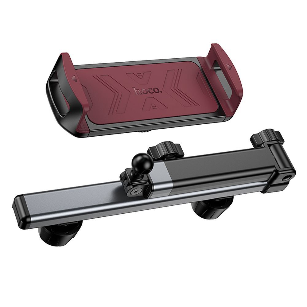 Suport auto universal hoco. pentru telefon / tabletă pentru tetieră telescopică (4.5″ – 13″) H69, negru și roșu