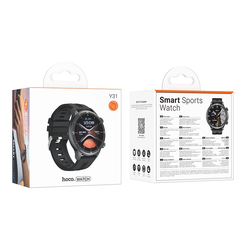 Smartwatch hoco. 1,46″ TFT IP67 cu funcție de apel Y31, negru