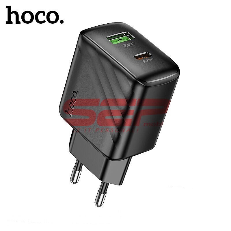 Incarcator retea Fast Charge USB-A + USB-C 20W Hoco. CS25A