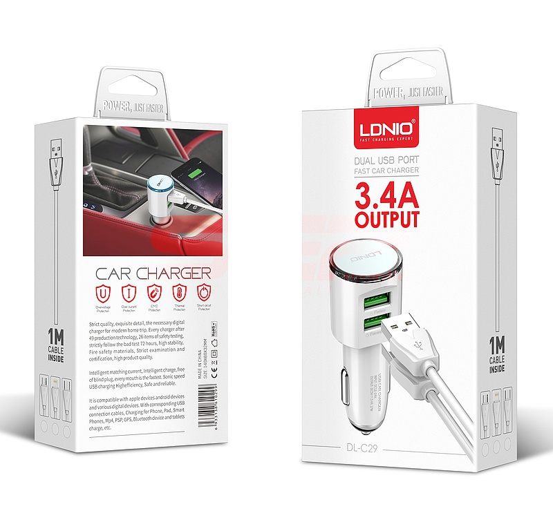 Incarcator auto Dual USB LDNIO 3.4A DL-C29