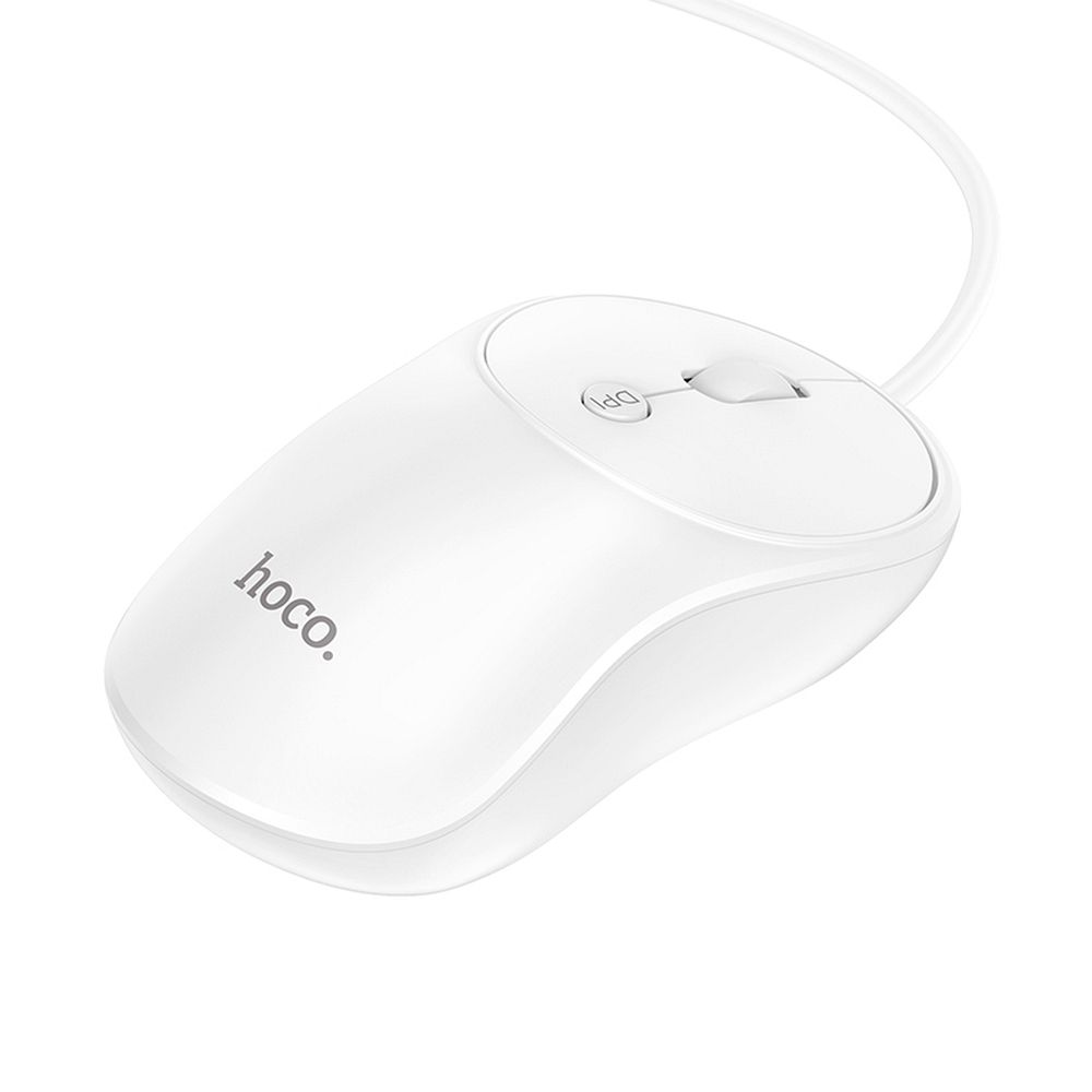 Mouse cu fir USB-A, 1600 DPI, hoco. GM13, alb