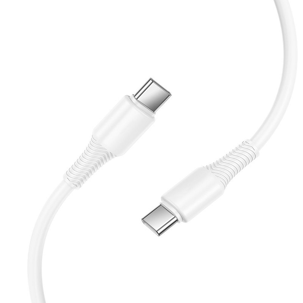 Cablu date și încărcare hoco. USB-C la USB-C, 3A, 60W, 1m, X120, alb