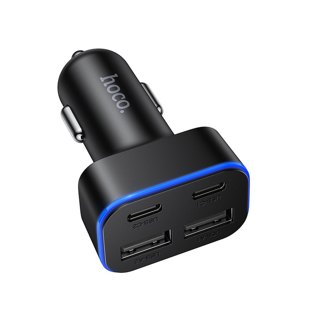 Încărcător auto 2xUSB A + 2xUSB C PD QC3.0, 42W, Hoco Z63, negru