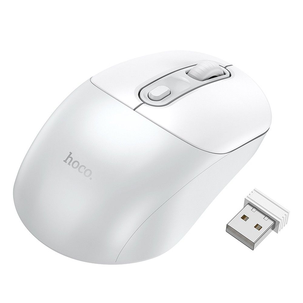 Mouse wireless hoco. 2.4G GM28 alb cu gri