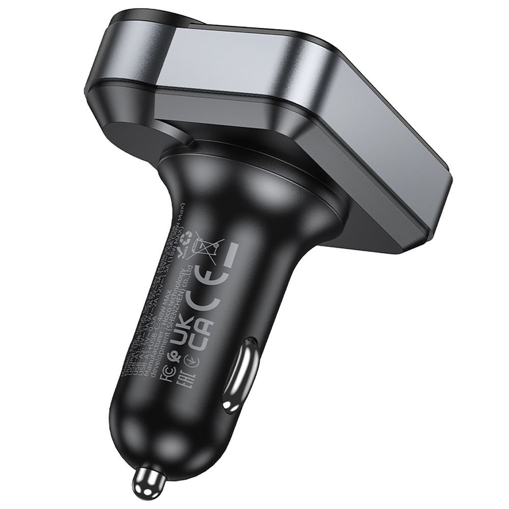 Transmițător / modulator FM auto Bluetooth hoco. 2 x USB A + USB C QC3.0 PD 48W E86 negru